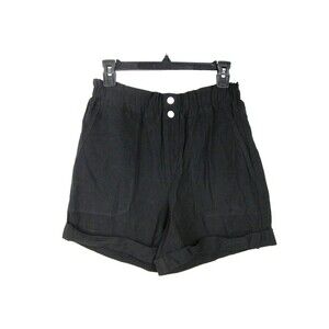 Shorts Black 4 Women INC Cuff Elastic Waist Snaps Rayon Polyester NWT 31-530